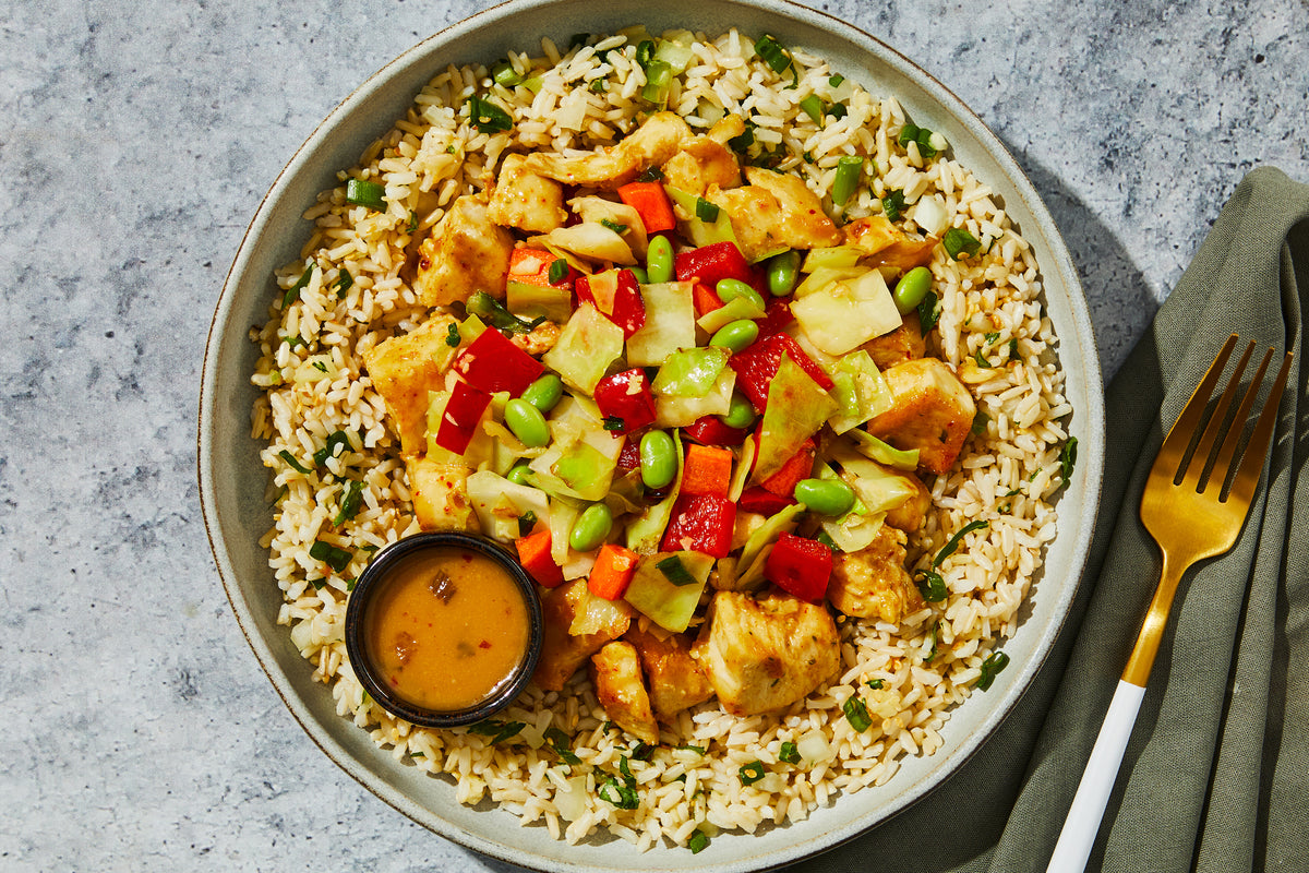 Ginger Sesame Chicken & Scallion Rice