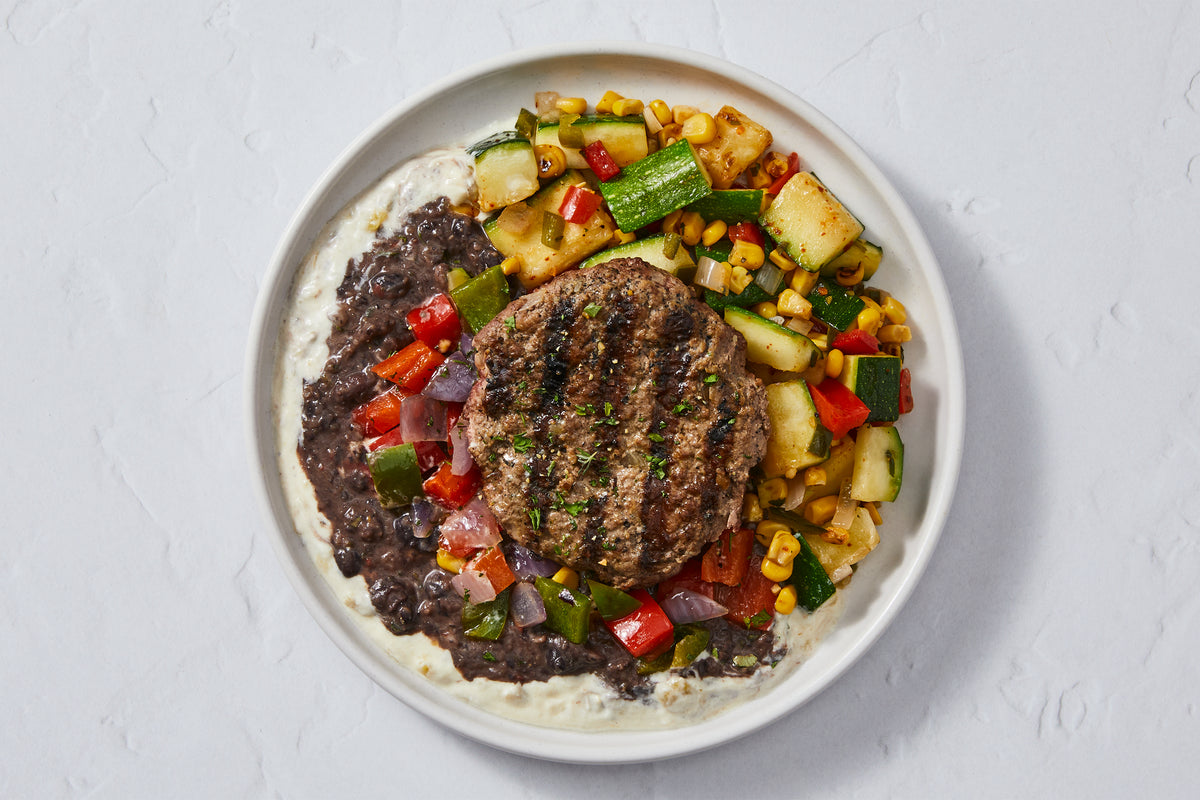 Cowboy Burger & Smashed Beans