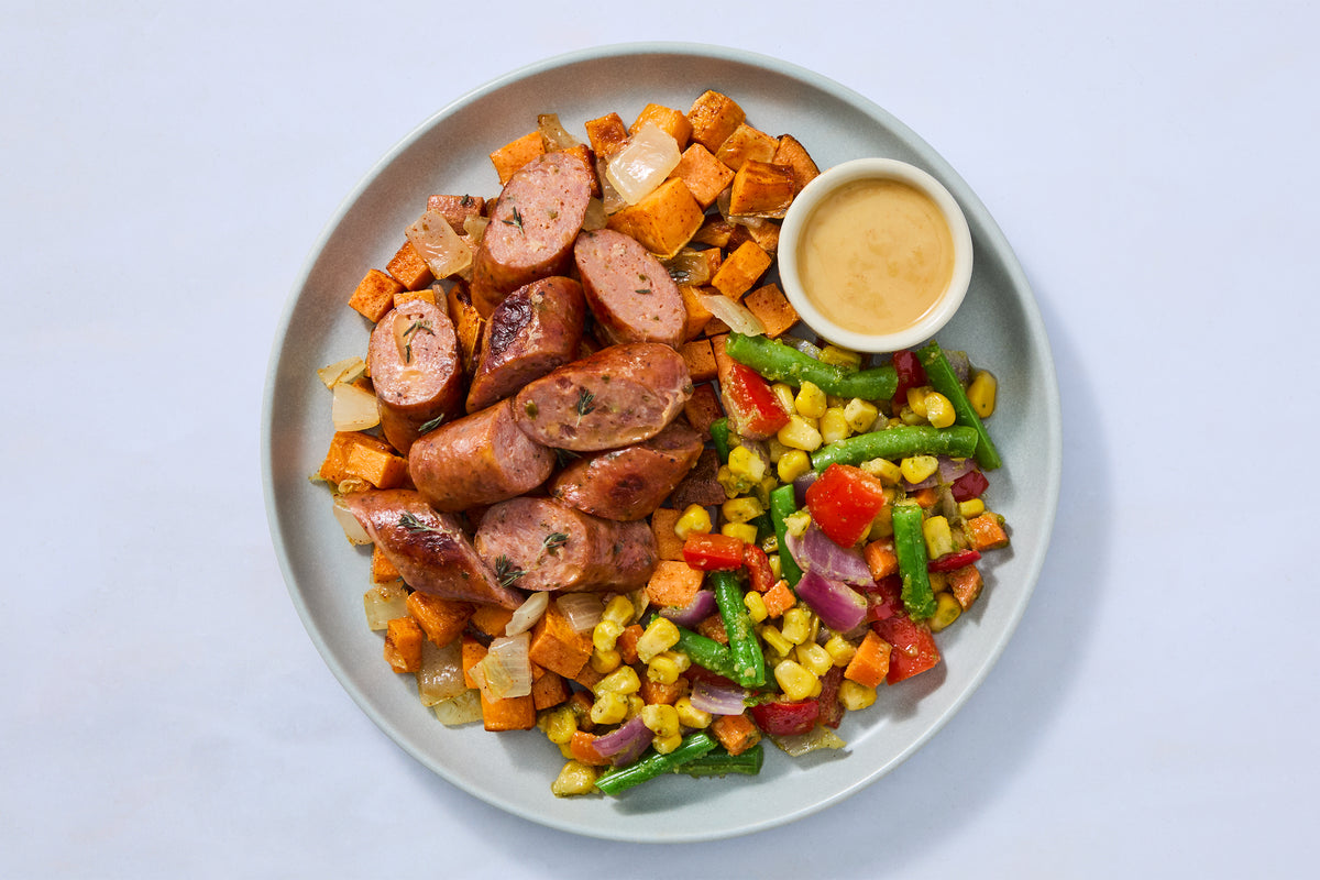 Sweet Mustard Vinaigrette Bison-Pork Sausage