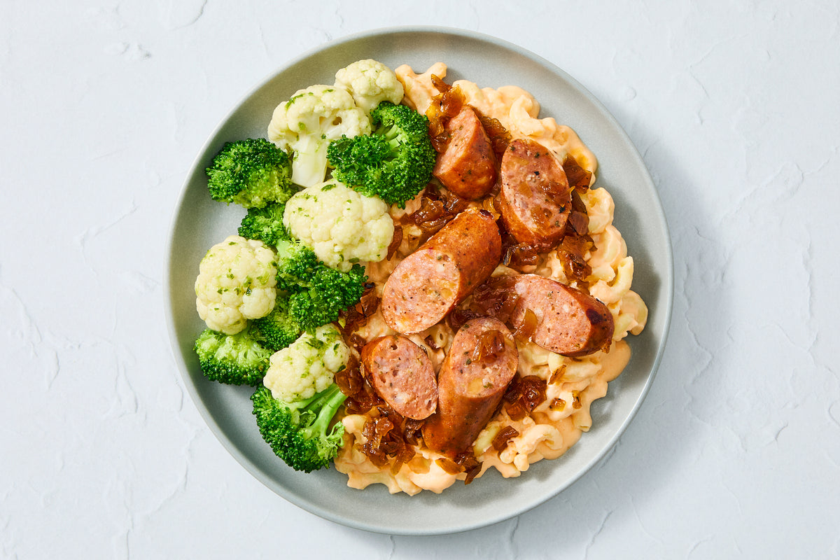 Smoky Cheddar & Bison-Pork Sausage Macaroni