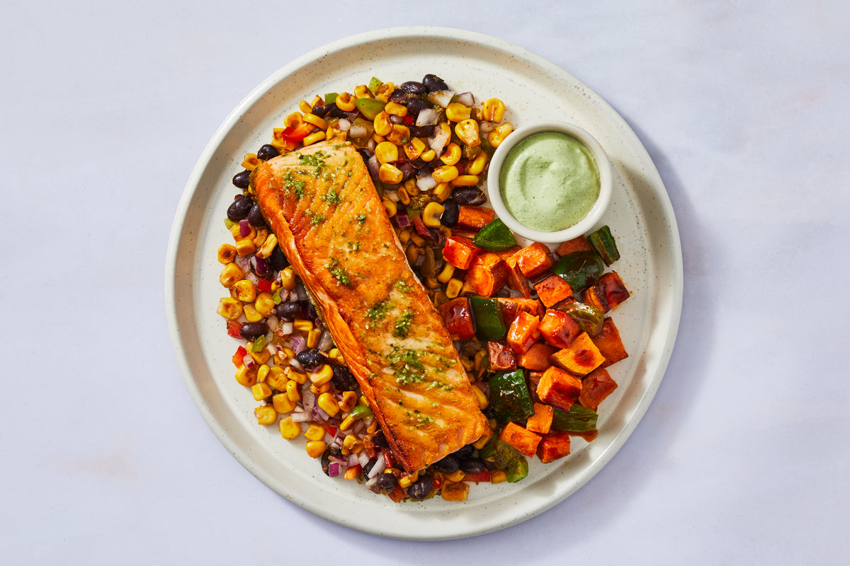 Fiesta Salmon & Black Bean-Corn Sauté