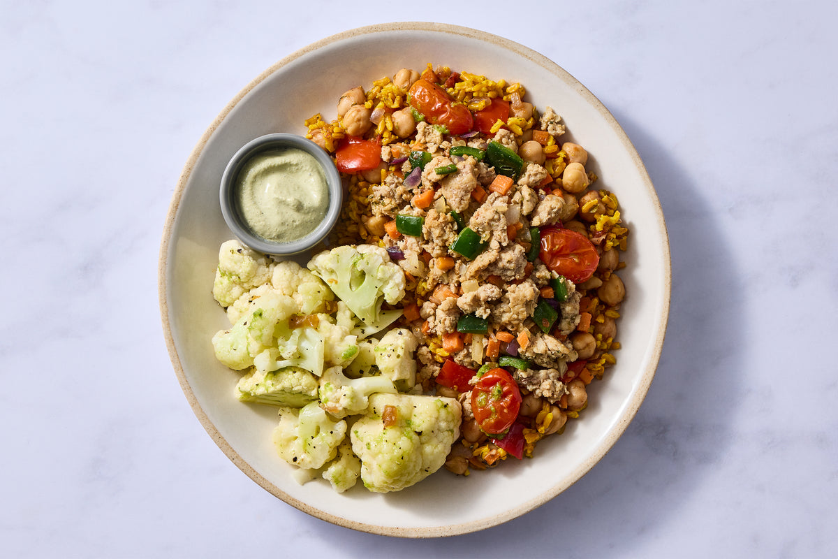 Baharat-Spiced Pork & Turmeric-Chickpea Rice
