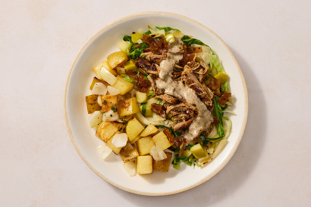 German-Style Shredded Beef & Mustard Jus