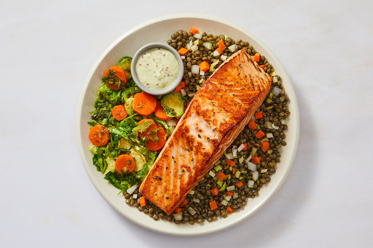 French Dijon Salmon & Lentils