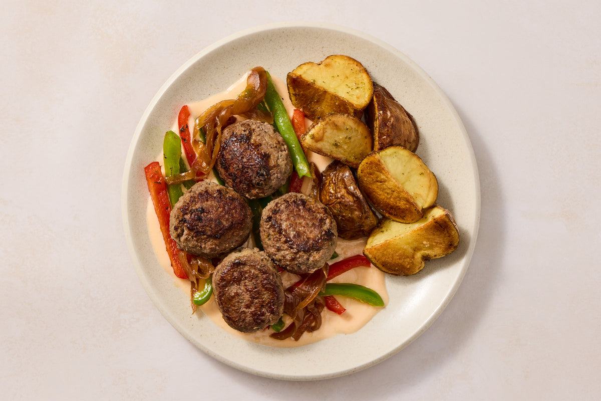 Cheesy Meatballs & Sweet Peppers