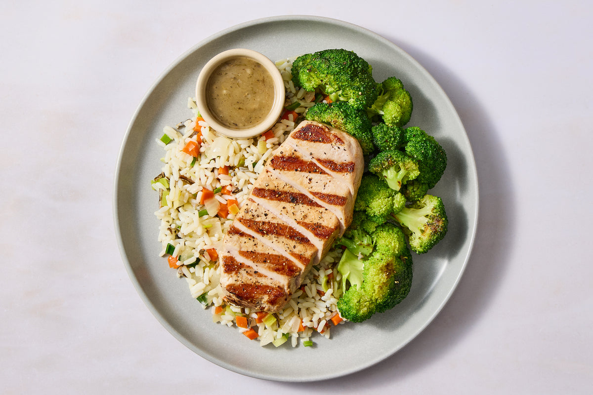 Grilled Pork Chop & Wild Rice