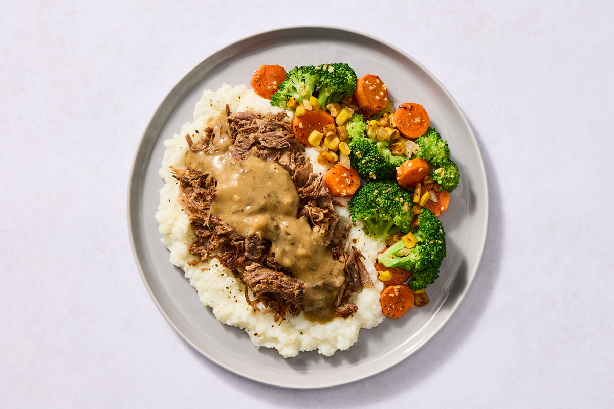 Brown Butter Shredded Beef & Grits
