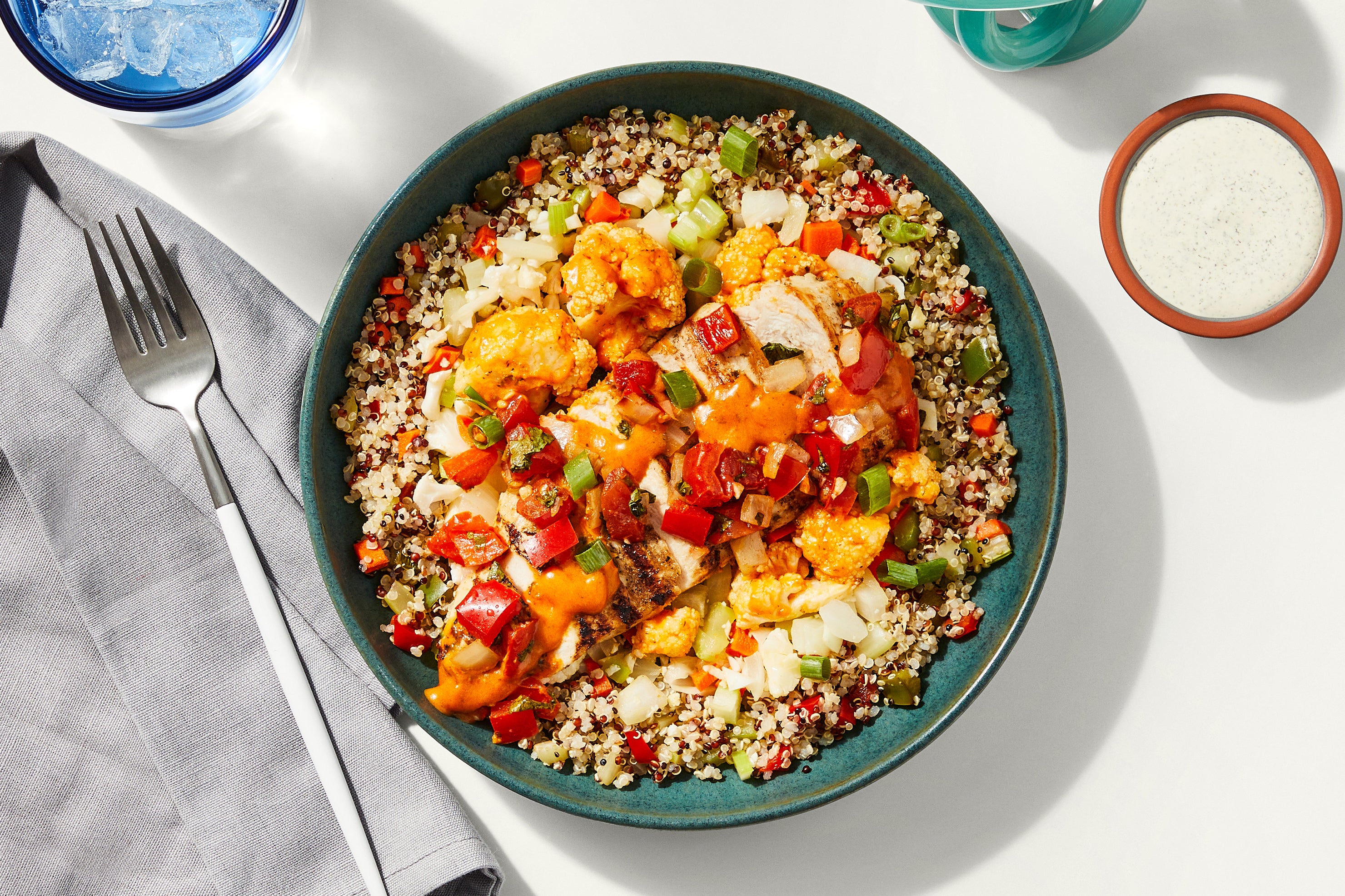 Buffalo-Style Chicken Grain Bowl