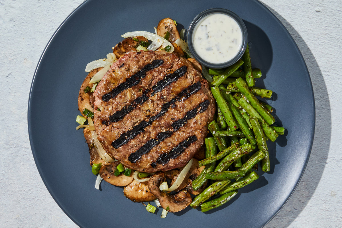 Goat Cheese, Mushroom & Onion Burger